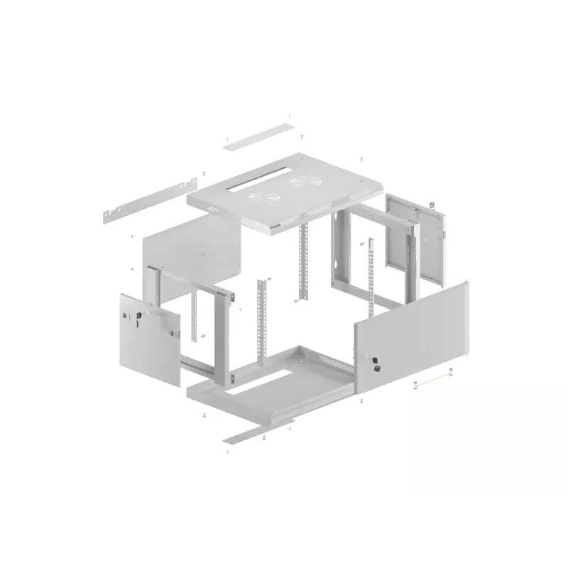 Piestiprināms 19 collu montāžas skapis LANBERG WF01-6404-00S 4U 600×450 mm, pelēks