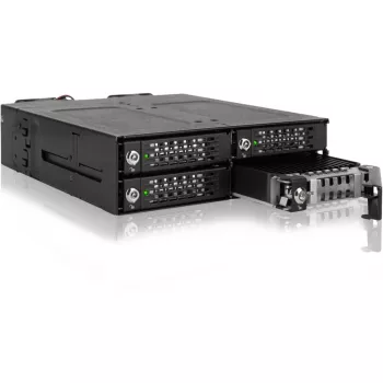 ICY DOCK - ToughArmor MB720MK-B V3 - 4x PCIe 4.0 M.2 NVMe uz 4x OCuLink 1x 5,25 collu nodalījuma mobilajā statīvā, metāla, melns, ar atslēgas slēdzeni (saderīgs ar trim režīmiem)