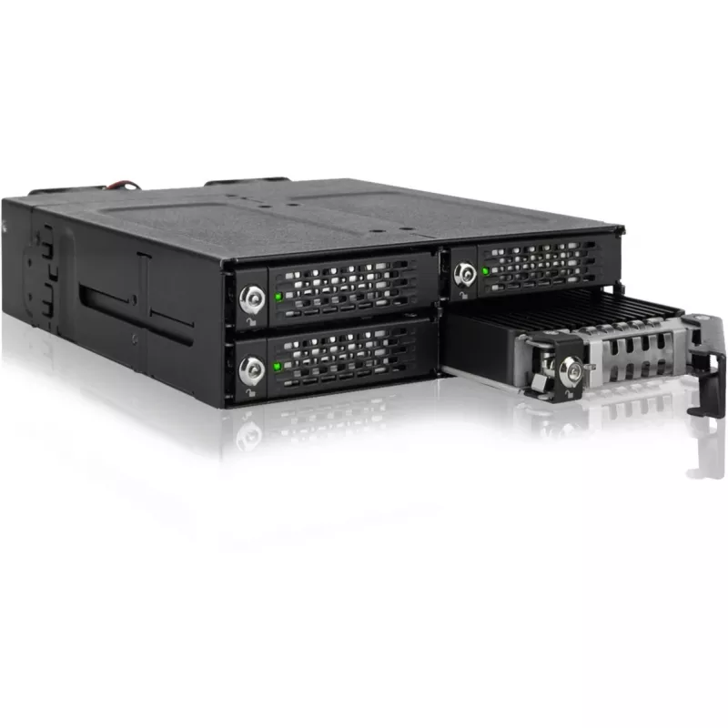 ICY DOCK - ToughArmor MB720MK-B V3 - 4x PCIe 4.0 M.2 NVMe uz 4x OCuLink 1x 5,25 collu nodalījuma mobilajā statīvā, metāla, melns, ar atslēgas slēdzeni (saderīgs ar trim režīmiem)