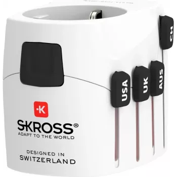 Universāls strāvas kontaktdakšu adapteris, balts, Skross PRO, tips C E F