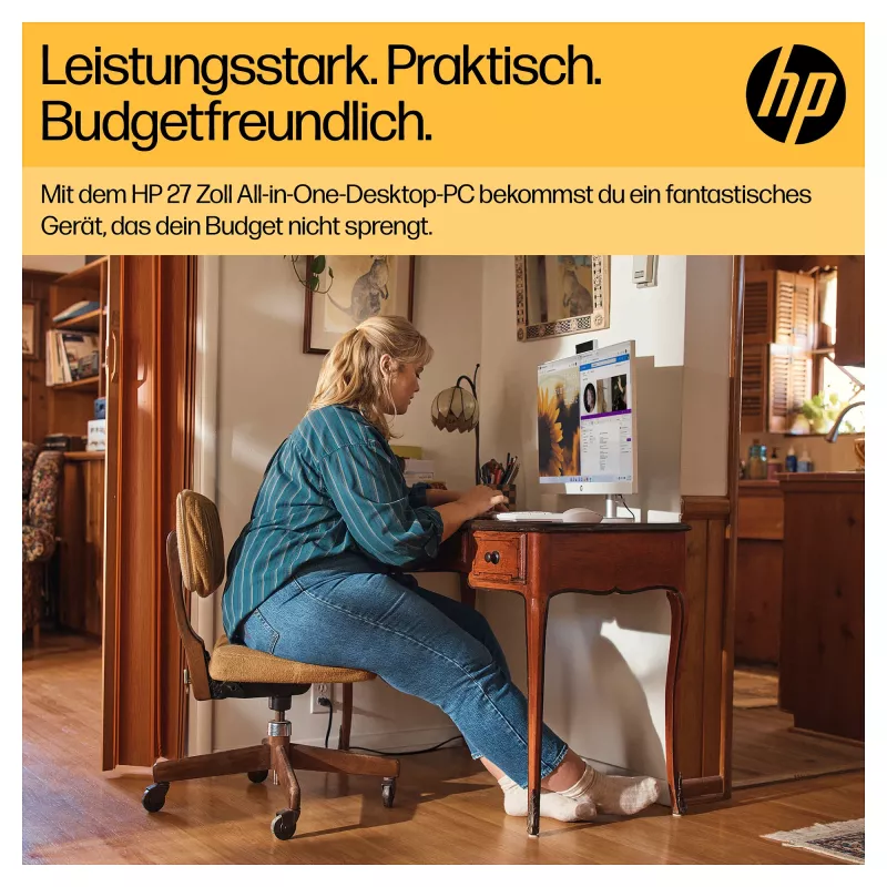 HP 27-cr0471ng - Viss-vienā (pilnīgs risinājums) - Ryzen 7 7730U - RAM 16 GB - SSD 512 GB - NVMe - Radeon Graphics - 1GbE, Wi-Fi 6, Bluetooth - WLAN: 802.11a/b/g/n/ac/ax, Bluetooth
