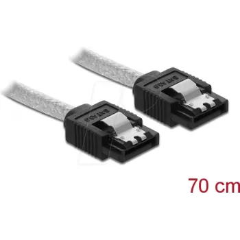 SATA kabelis DeLOCK 85343 0,7 m Melns Caurspīdīgs