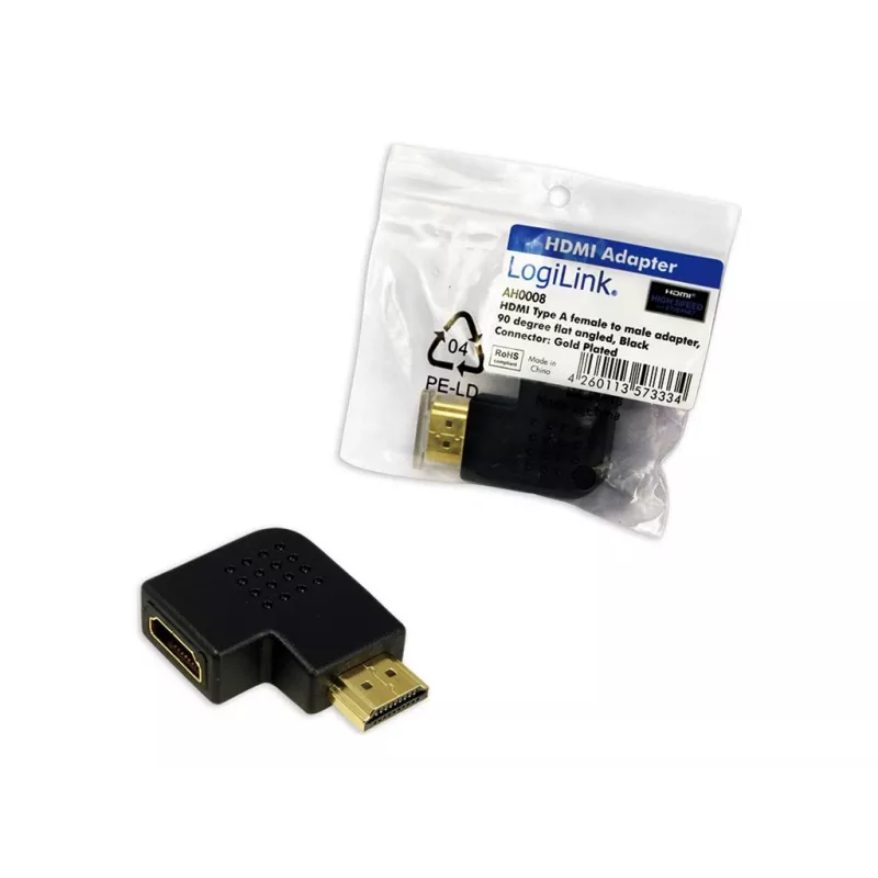 HDMI apgriezta dzimuma adapteris LOGILINK AH0008 — HDMI uz HDMI, melns, zeltīti kontakti