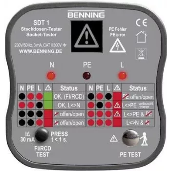 Benning SDT 1 kontaktligzdu testeris ar iezemētu spraudni (020053)