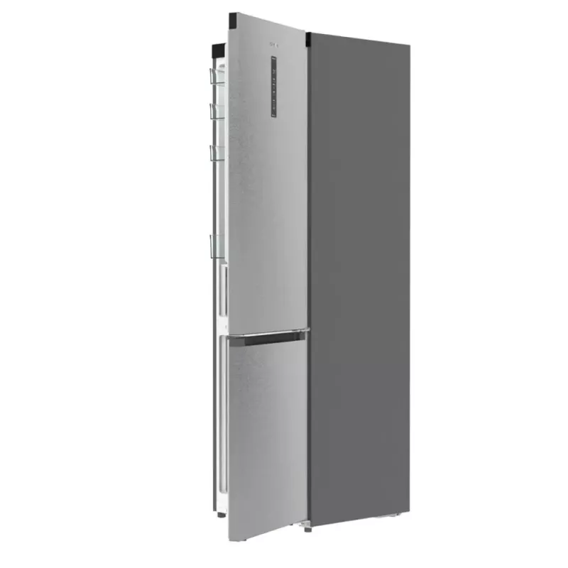 Ledusskapis ar saldētavu Gorenje NRB620E61X4WFE, brīvstāvošs, nerūsējošais tērauds, kopējā ietilpība 413 L, saldētava apakšā 130 L, NoFrost, LED displejs