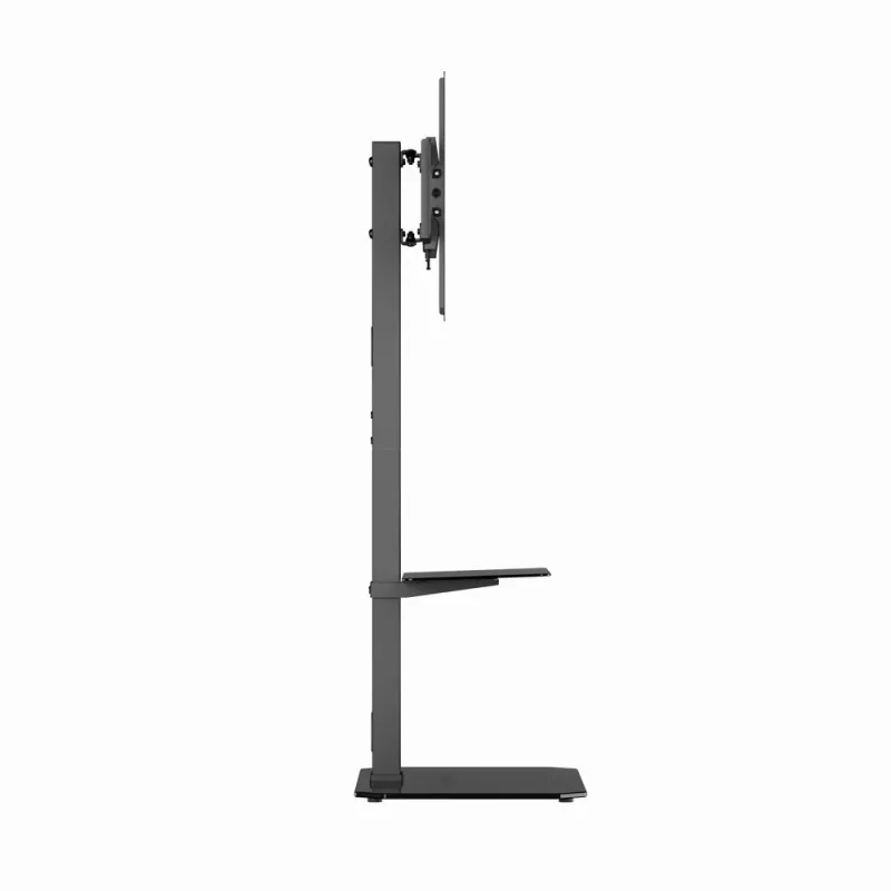 Stāvošs TV statīvs GEMBIRD TVS-86ST-01 43–86 collu televizoriem, melns, rūdīta stikla pamatne, VESA 100x100–600x400, maks. 60 kg