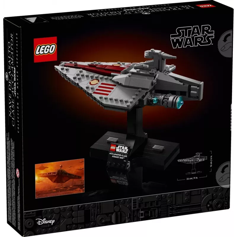 LEGO Star Wars Acclamator klases triecienkuģa komplekts 75404 — konstruēšanas komplekts, 450 detaļas, vitrīnas makets 130×150×230 mm
