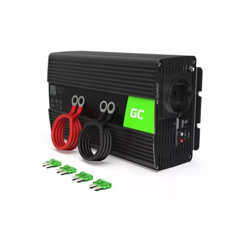 Green Cell INV09 tīkla adapteris/invertors Auto 1000 W Melns