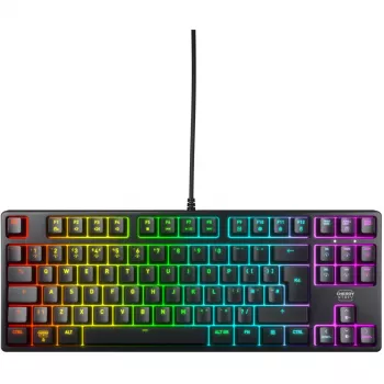 No name K4V2 TKL tastatūra — kompakts vadu izkārtojums bez cipartastatūras, melna, UK izkārtojums