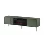 Cama Meble televizora skapis ar kamīnu TRESSE 180x40x54.5 cm — matēti zaļa virsma, kokskaidu plātne