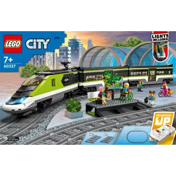 LEGO 60337 City Express pasažieru vilciena komplekts ar tālvadību, rotaļlietu dāvanas bērniem, zēniem un meitenēm ar strādājošiem priekšējiem lukturiem, 2 vagoniem un 24 sliežu ceļa gabaliem