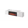 TV skapis Cama Meble ROVA ar elektrisko kamīnu 190x37x48 cm balts/spīdīgi balts