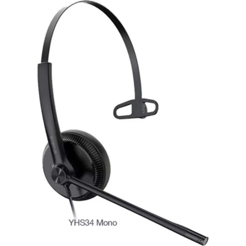 Yealink YHS34 Lite Mono austiņas, vadu, galvas stīpa, birojam/zvanu centram, melnas
