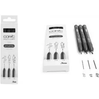 COPIC Multiliner smalklīniju flomāsters melns 0.5 + 0.8 + 1.0 mm, 3 gab. (22075632)
