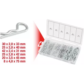 Fender Pins set KS Tools 970.0060 — 150 gab., diametri 1,8×33 līdz 3,9×75 mm