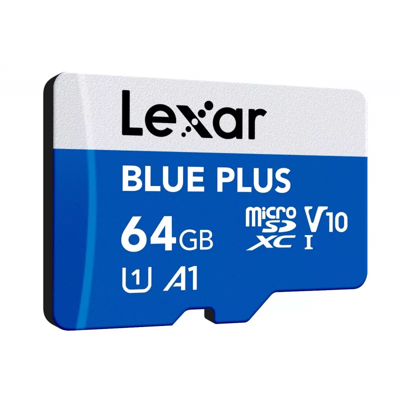 MicroSDXC atmiņas karte Lexar BLUE PLUS 64 GB UHS‑I 100 MB/s U1 V10 (zila)