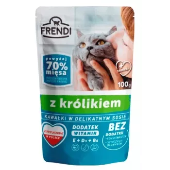 Mitrā kaķu barība Frendi gabaliņi mērcē ar trusi — 100 g paciņa