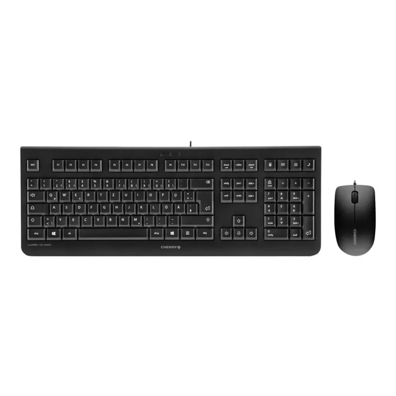 Tastatūra CHERRY DC 2000 ar peli, universāla USB QWERTY čehu, melna
