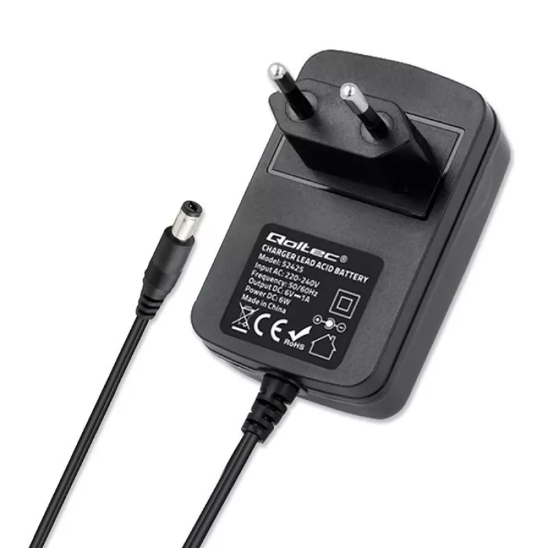 Baterijas lādētājs QOLTEC Charger AGM GEL STD 6V 1A 6V svina-skābes baterijām, AGM un gelam