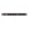 Strāvas sadales bloks LANBERG PDU-04E04I-0200-IEC-BK — 1U, 4 Type E ligzdas, 2 m kabelis, 10 A, 220–250 V