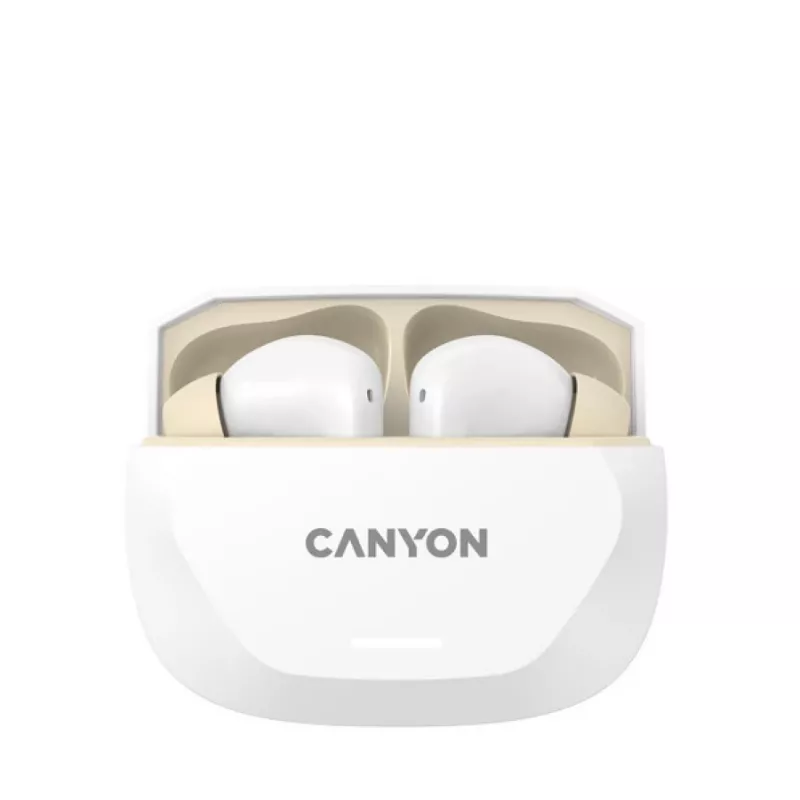 Austiņas CANYON HEXAGON 7 TWS ANC+ENC bezvadu uzlāde baltas bēšas