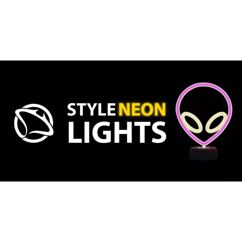 Galda lampa MANTA SNL86PK Style Neon Lights UFO Pink – dekoratīva neona stila rozā lampa