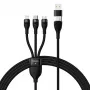 USB kabelis Baseus CASS030101 1,2 m USB A/USB C uz USB C/Micro-USB B/Lightning melns