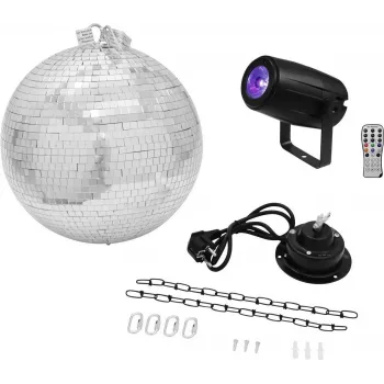 LED diskobumbas komplekts EUROLITE 20000562 — 30 cm spoguļbumba ar motoru un iebūvētu LED apgaismojumu