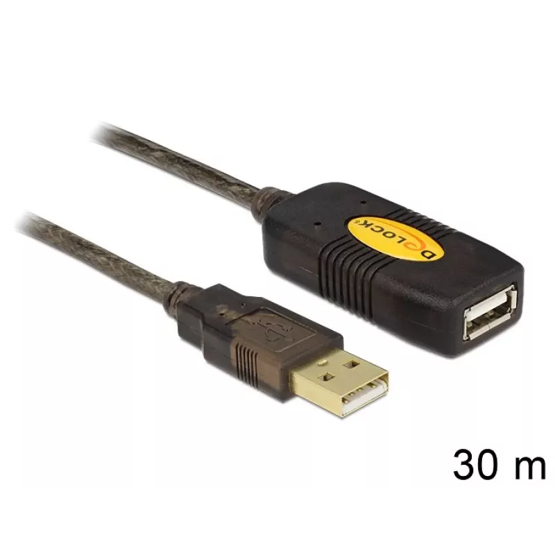 USB kabelis DeLOCK 30m USB2.0 USB A Melns