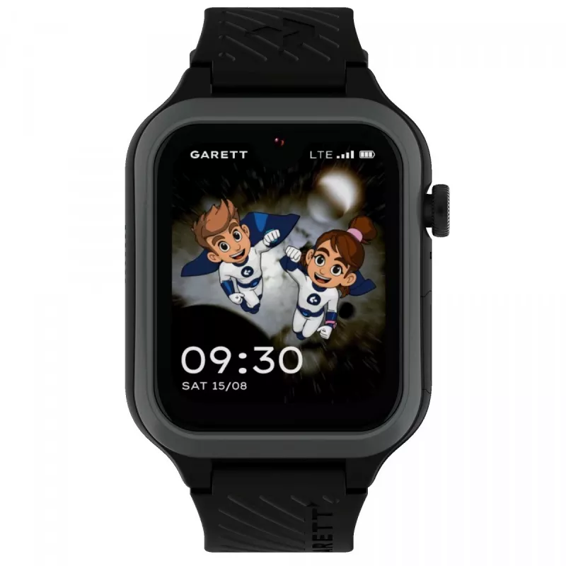 Viedpulkstenis Garett Kids Essa 2 4G Melns — bērnu GPS pulkstenis ar 4G savienojumu