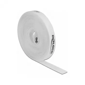 Montāžas lente DeLOCK Velcro lente rullī L 5 m x P 15 mm balta