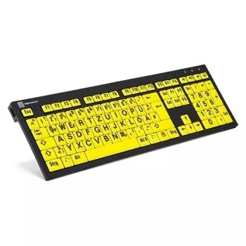 tastatūra Logickeyboard XL Print NERO Office USB QWERTZ German Melns dzeltena