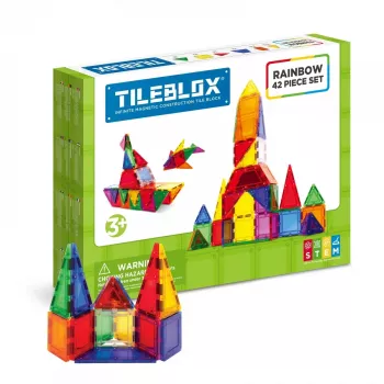 Magnētiskais rotaļu konstruktoru komplekts MAGFORMERS Tileblox Rainbow — 42 gab.