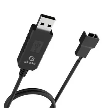 DC step-up sprieguma pārveidotāja kabelis Akasa AK-CBFA10-60BK USB uz 3-pin & 4-pin PC ventilatoram, 60 cm