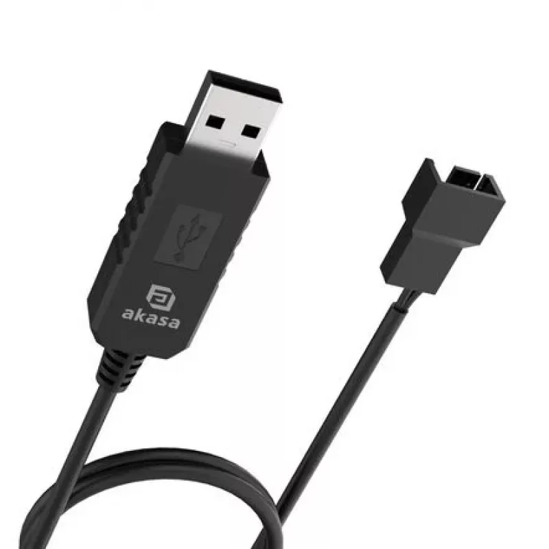 DC step-up sprieguma pārveidotāja kabelis Akasa AK-CBFA10-60BK USB uz 3-pin & 4-pin PC ventilatoram, 60 cm