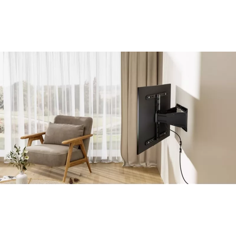 Pilnas kustības TV sienas stiprinājums GEMBIRD WM-90ST-02 43–90 collu ekrāniem, šarnīra kronšteins, VESA 100x200–600x400, kravnesība 50 kg