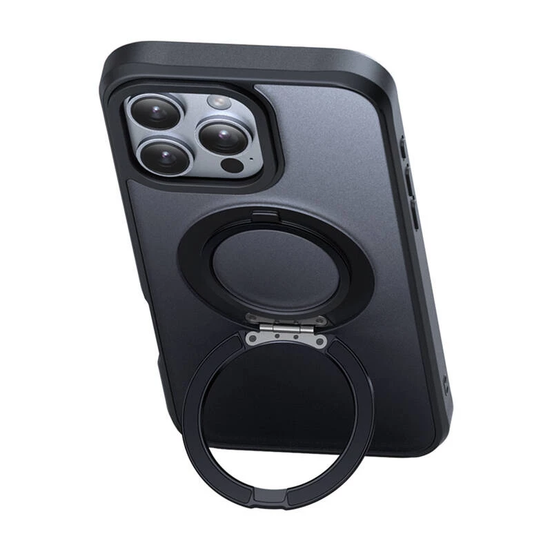 Aizsargājošs MagSafe maciņš Mcdodo PC-4933 iPhone 16 Pro Max ar integrētu statīvu, melns