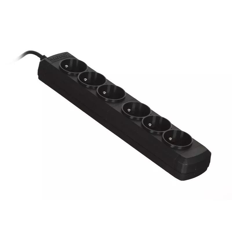 Strāvas sadalītājs ActiveJet 6GNU - 3M - C, 6 ligzdas, E tips, 3 m kabelis, 10 A, melns