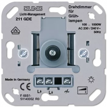 Rotācijas slēdzis JUNG 211 GDE, metāliska apdare, 230–240 V maiņstrāva, 50 Hz