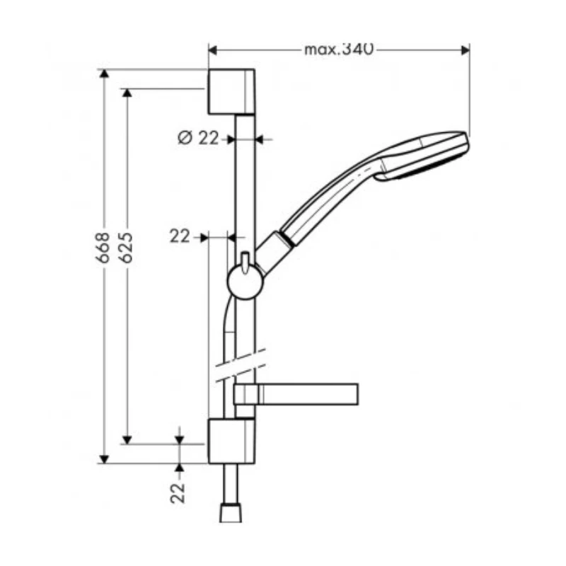 Hansgrohe Croma 100 dušas komplekts Vario 27772000 ar dušas stieni 65 cm un ziepju trauku