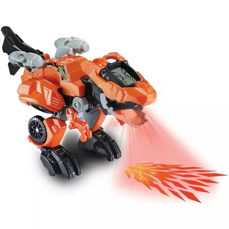Transformējamā rotaļu figūra VTech Fire-T-Rex 80-538004 — elektroniska rotaļlieta, kas pārvēršas par dinozauru