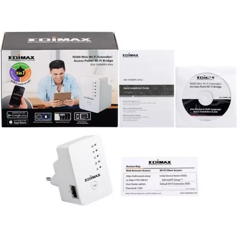 Wi-Fi diapazona paplašinātājs Edimax EW-7438RPN Mini
