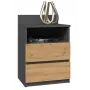 Naktsgaldiņš top e shop M1 ANTRACYT/ARTISAN, Ozols, 2 atvilktnes, 400×320×590 mm