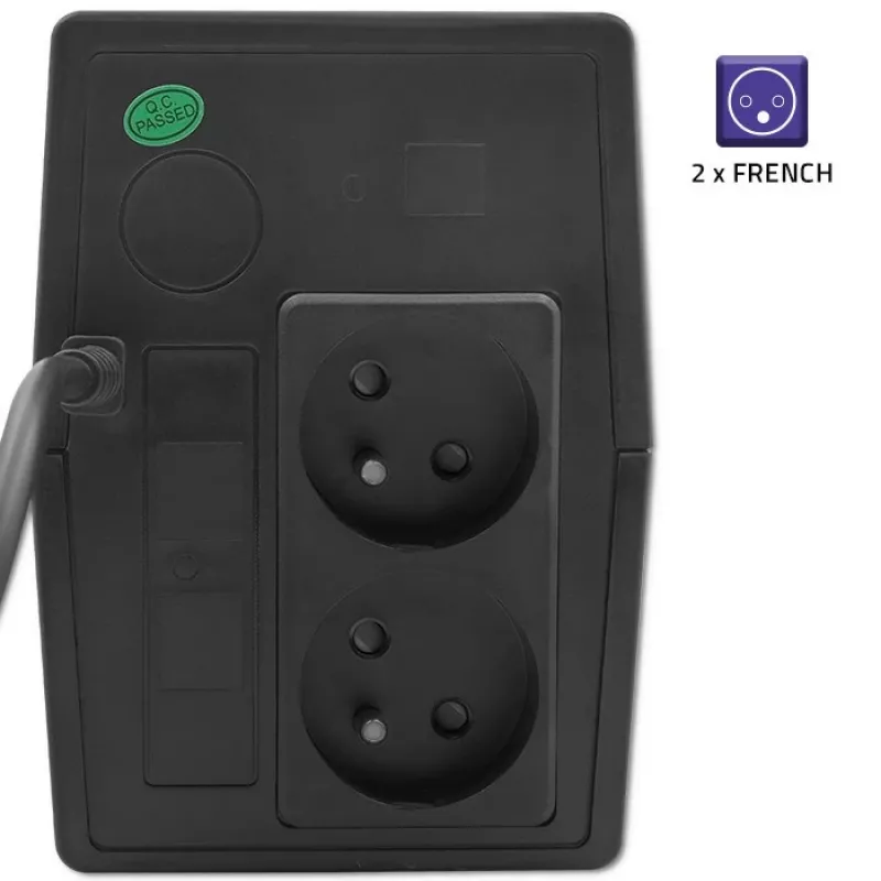 Qoltec 53772 nepārtrauktās barošanas avots (UPS) Line-Interactive 0.65 kVA 360 W 1 AC kontaktligzda