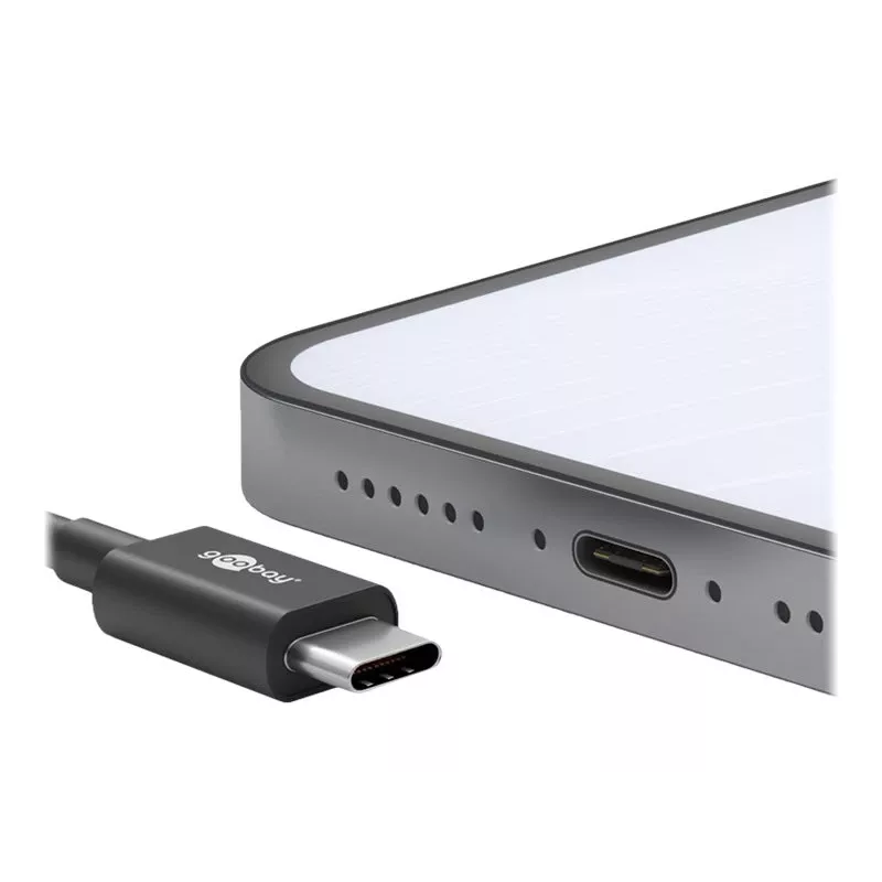 Wentronic goobay - USB kabelis - USB-C (vīr.) uz USB-C (vīr.) - USB2.0 3 A - 0,5 m - Melns (66316)