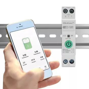 DIN-sliedes WiFi relejs QOLTEC 50881 — tīkla komutācijas relejs 63A elektrības instalācijām