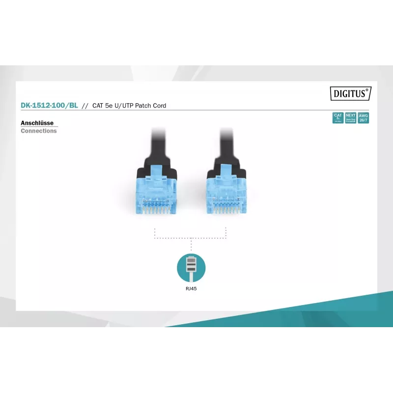 CAT 5e U-UTP savienojuma kabelis 10m melns