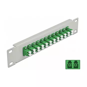 Fiber Optic Patch Panel DeLOCK 10 inch 12 Port LC Duplex zaļa 1U pelēka