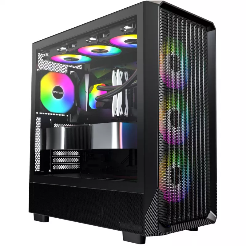 PC korpuss Montech X5 Midi Tower Melns ATX 3x140mm ventilatori
