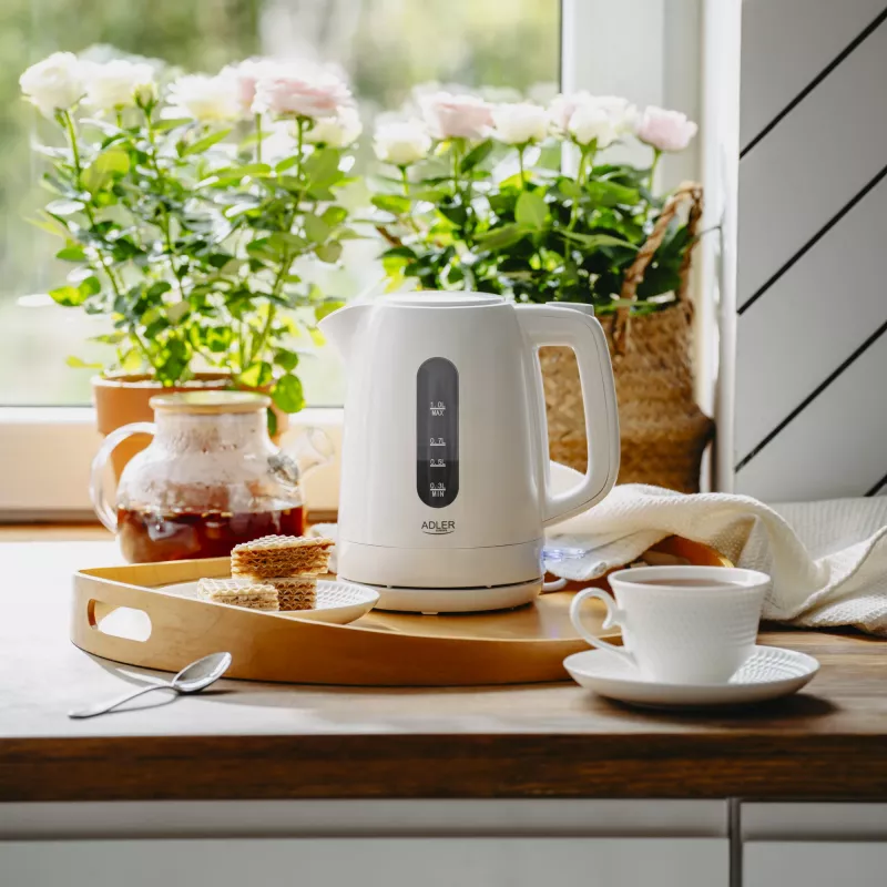 Adler AD 1380w White ir Adler produkts no mūsu Elektrisko tējkannu klāsta. Izceļas ar baltu krāsu, 1 litra tilpumu un polipropilēna materiālu.